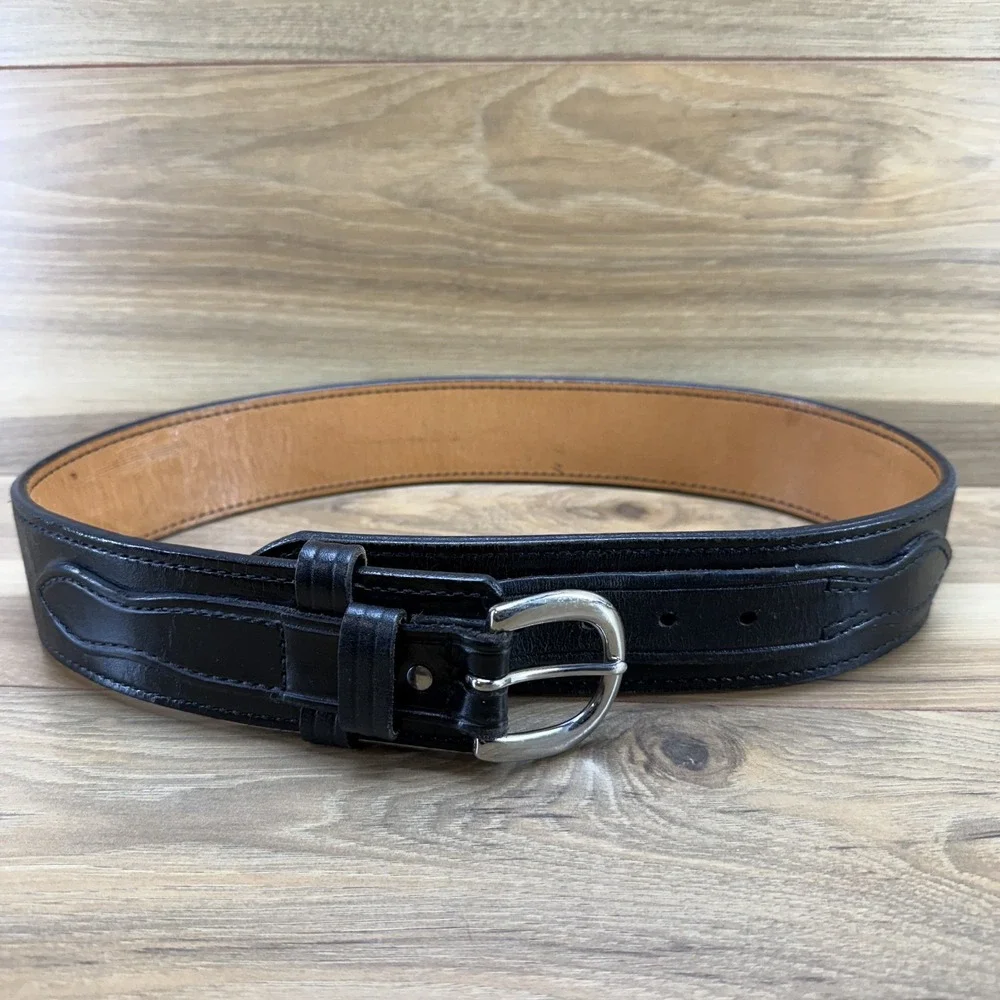 DON HUME Duty Belt 32 Black‎ Leather 2.25 in Oklahoma USA Made